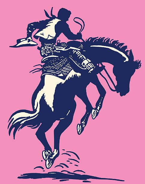 bildbanksillustrationer, clip art samt tecknat material och ikoner med cowboy on bucking horse - cowboy horse