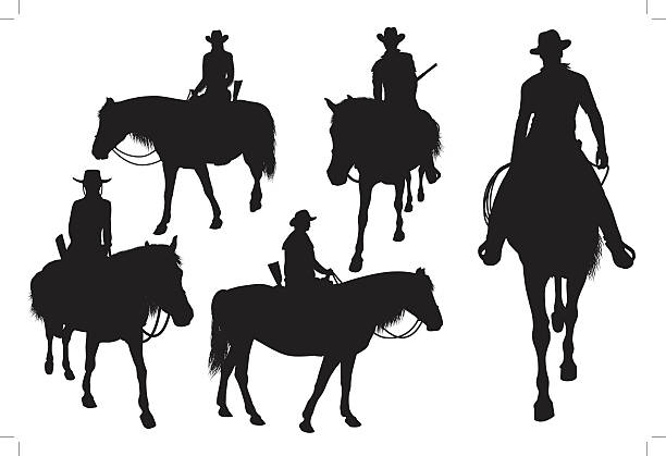 bildbanksillustrationer, clip art samt tecknat material och ikoner med cowboy on horse - cowboy horse