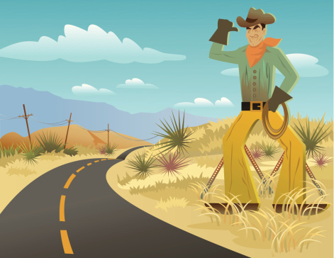 Cowboy sign in desert