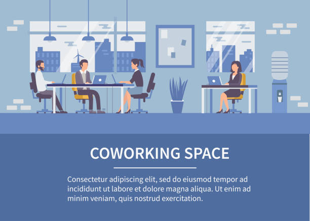illustrations, cliparts, dessins animés et icônes de coworking espace - coworking