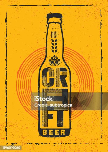 istock Craft Beer Local Brewery Artisan Creative Vector Sign Concept. Rough Handmade Alcohol Banner. 1196019060