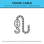 istock Crane Cable Line Icon Design 1333554091