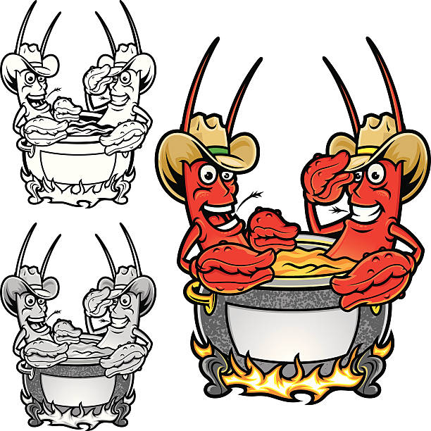 illustrazioni stock, clip art, cartoni animati e icone di tendenza di crawfish bollire - gamberi