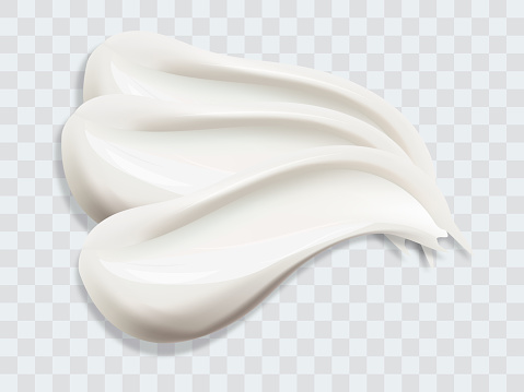 Cream texture stroke isolated on transparent background.