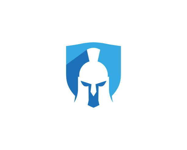 ilustraciones, imágenes clip art, dibujos animados e iconos de stock de creative abstract spartan helmet shield logo design vector symbol illustration - warriors