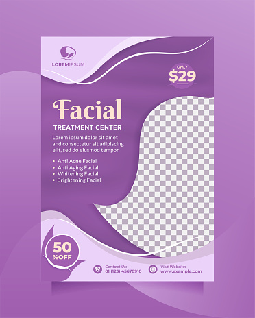 Creative and modern template design flyer and brochure for Facial Beauty Care Center promotion with a4 size. Vector poster and banner for Beauty Clinic, hair spa, cosmetic sale, something natural, etc