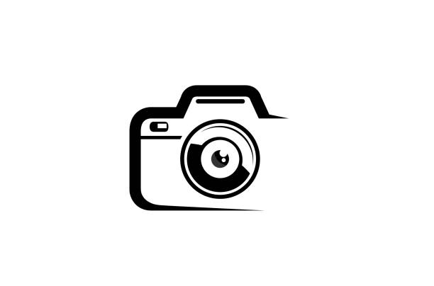 ilustraciones, imágenes clip art, dibujos animados e iconos de stock de creative negro abstracto cámara logo diseño símbolo vector ilustración - camera flash