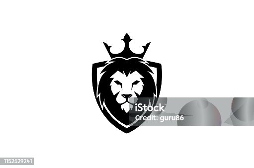 istock Creative Black Lion Head Crown King Shield Logo Design Symbol Vector Illustration 1152529241