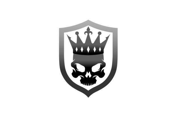 Creative Black Skull Crown King Logo Design Illustration  skull logo stock illustrations