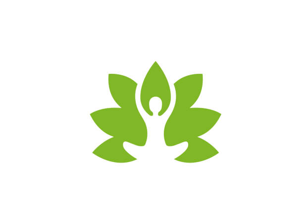 ilustracja z logo creative body leaf - yoga stock illustrations