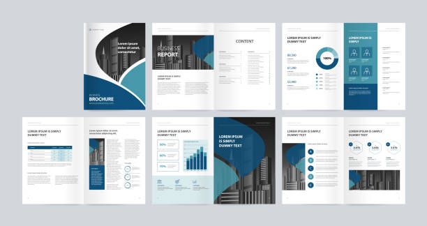 creative business brochure layout design template with page cover and use for company profile, annual report, flyers, presentations, leaflet, magazine, book .and a4 size scale for editable. This file EPS 10 format. This illustration
contains a transparency and gradient. finance patterns stock illustrations