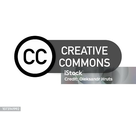 istock Creative commons rights management sign with circular CC icon. Vector illustration. 1073141992