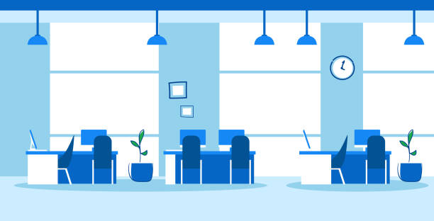 creative co-working center empty no people open space modern office interior sketch doodle horizontal creative co-working center empty no people open space modern office interior sketch doodle horizontal vector illustration office backgrounds stock illustrations