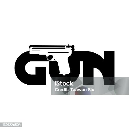 istock Creative design letter gun with gun vector in flat style 1301226504