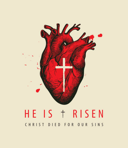 creative easter banner with a bloody human heart  good friday stock illustrations