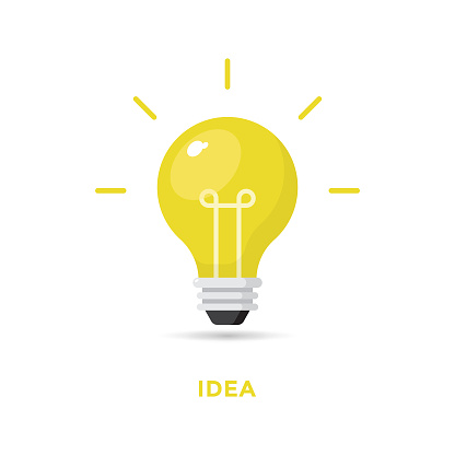 Big idea evolution process. Set of growing light bulbs with different stages of brightness. Vector illustration