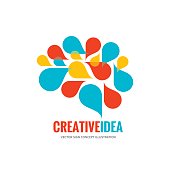 Creative idea - business vector logo template concept illustration. Abstract human brain creative sign. Infographic symbol. Design element.