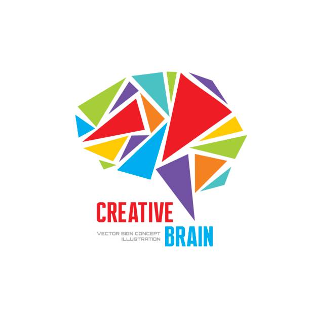Creative idea - business vector logo template concept illustration. Abstract human brain creative sign. Creative idea - business vector logo template concept illustration. Abstract human brain creative sign. Infographic symbol. Triangle design element. outside the box stock illustrations
