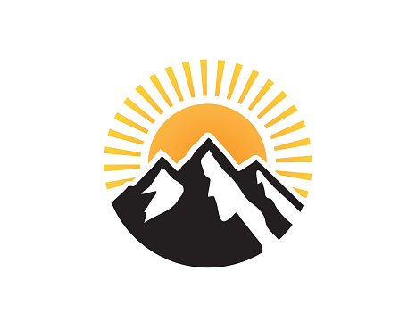 creative mountains sun logo vector design symbol