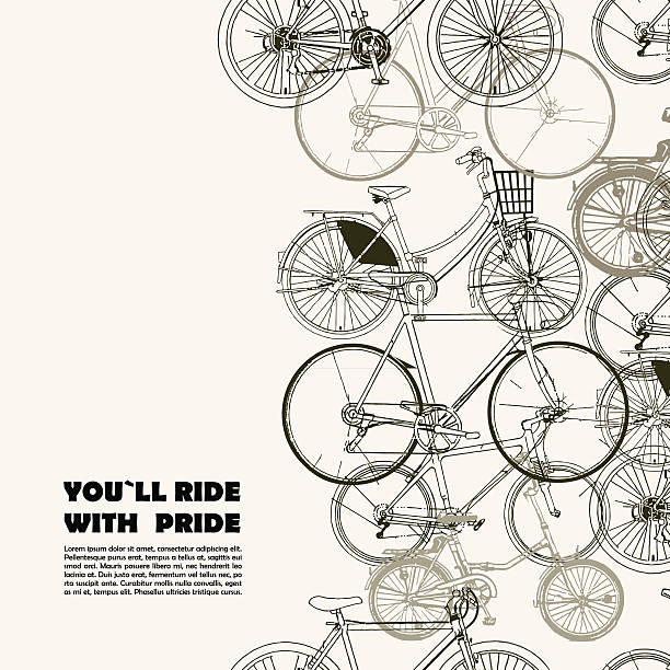 Creative poster with various bikes and space for your text Creative poster with various bikes and space for your text cycling backgrounds stock illustrations