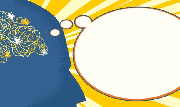 creative thinking aloud head with bright spark thought process to think bubble vector art illustration