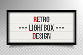 Creative vector illustration of glowing cinema signboard, retro lightbox isolated on transparent background. Art design light vintage billboard banner template. Abstract cinema, theatre element.