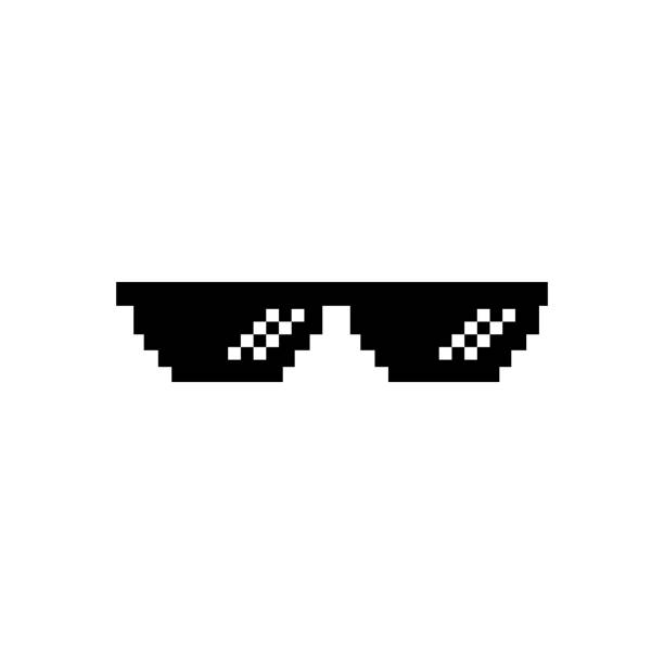 kreatywna ilustracja wektorowa okularów pikselowych. thug życia meme. odizolowane na białym tle. projekt sztuki kultury stylu życia getta. makiety szablonu. - sunglasses stock illustrations