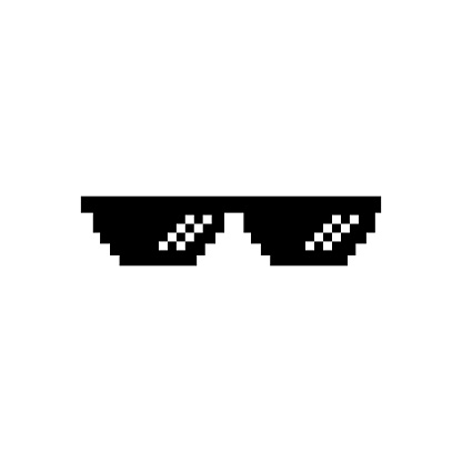 Creative Vector Illustration Of Pixel Glasses Thug Life Meme Isolated