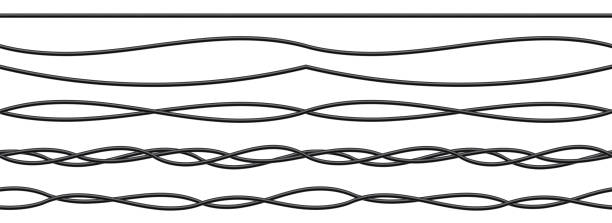ilustrasi vektor kreatif dari kabel listrik realistis jaringan fleksibel, koneksi kabel energi daya industri terisolasi pada latar belakang transparan. desain seni. elemen grafik konsep abstrak - kawat logam ilustrasi stok