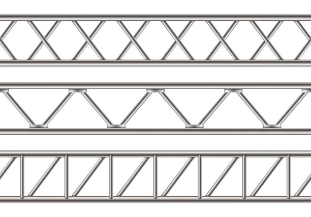 Creative vector illustration of steel truss girder, chrome pipes isolated on transparent background. Art design horizontal metal construction structure for billboard. Abstract concept graphic element Creative vector illustration of steel truss girder, chrome pipes isolated on transparent background. Art design horizontal metal construction structure for billboard. Abstract concept graphic element. girder stock illustrations