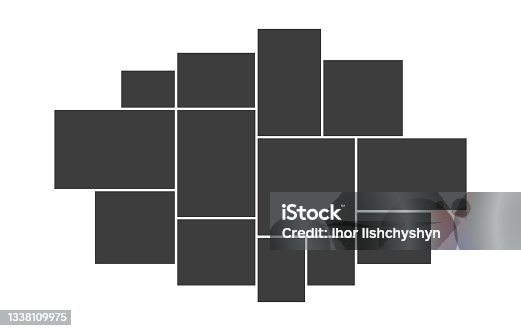 istock Creative vector Template Collage consisting of 13 frames for a photo of a square and rectangular shape. 1338109975