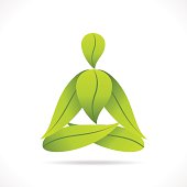 yoga pose design with green leaf vector
