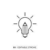 istock Creativity Line Icon with Editable Stroke and Pixel Perfect. 1227120642