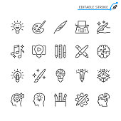 Creativity line icons. Editable stroke. Pixel perfect.