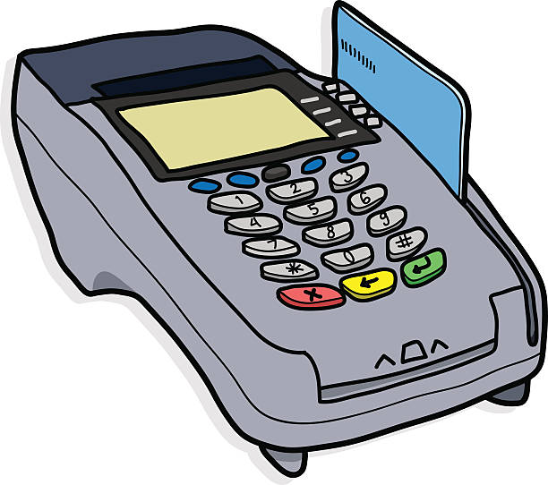 Credit Card Machine Drawing Illustrations, RoyaltyFree