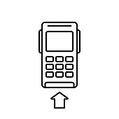 istock POS credit card terminal. Linear icon 1269993708
