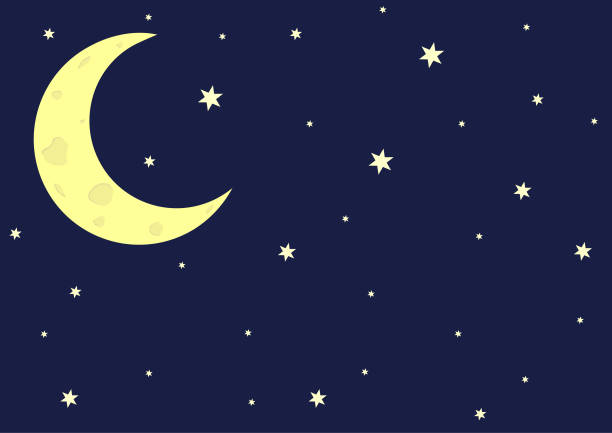 Crescent Moon Crescent moon dark space starry night stock illustrations