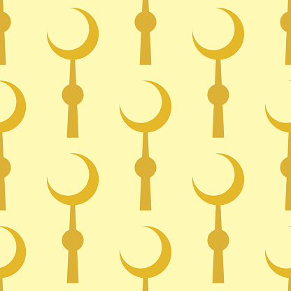 Crescent muslim moon symbol star seamless pattern religion background vector illustration