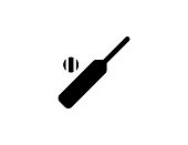 istock Cricket Bat and Ball vector icon. Isolated Cricket Game flat colored symbol 1294826140