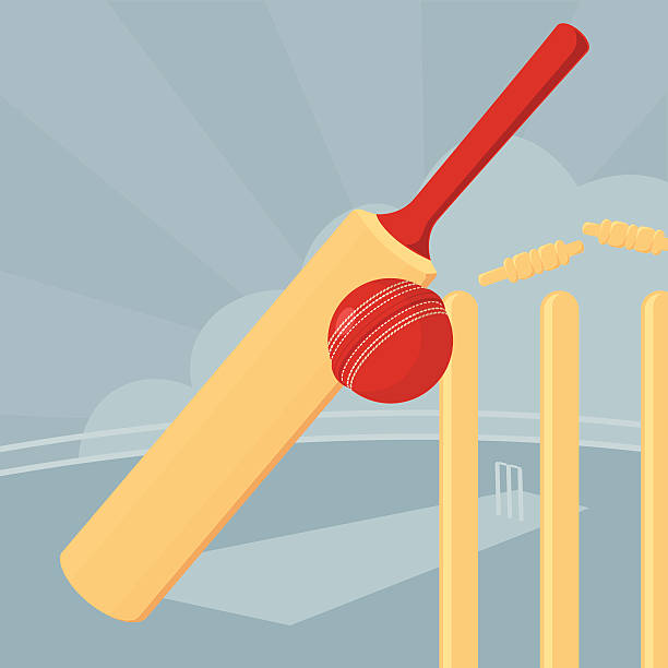 Cricket - incl. jpeg Cricket bat, ball and wicket. sports bat stock illustrations