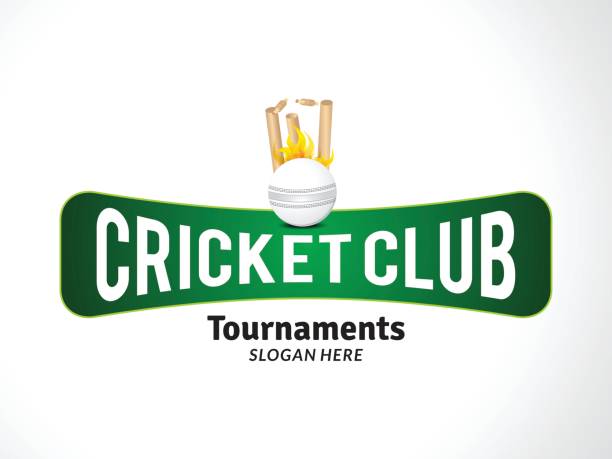 illustrazioni stock, clip art, cartoni animati e icone di tendenza di striscione torneo di cricket con palla da cricket - pioli