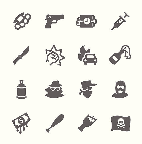 crime icons - savaş aleti stock illustrations