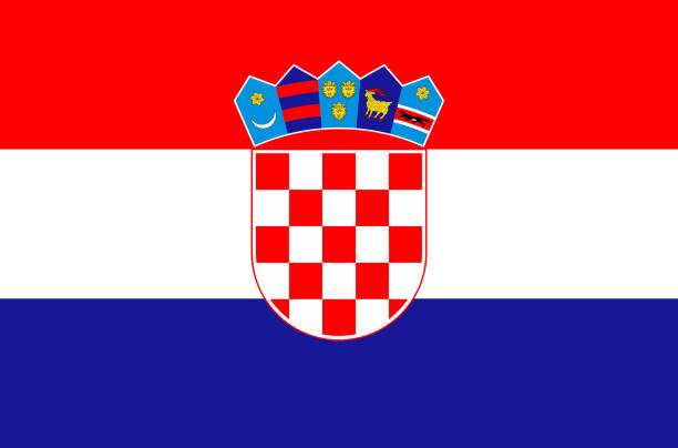 Croatian national flag, official flag of Croatia accurate colors, true color vector art illustration