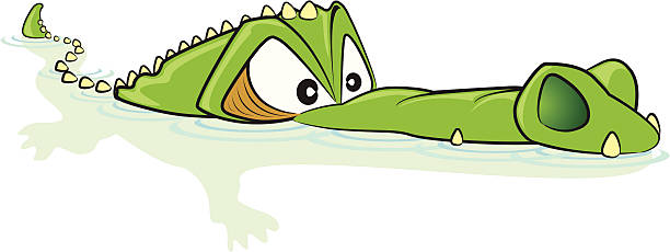 Crocodile Cartoon Fully editable vector illustraiton of a crocodile sticking out of the water. crocodile stock illustrations