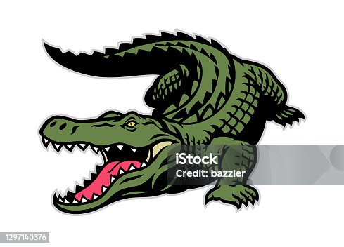 istock crocodile mascot in whole body 1297140376