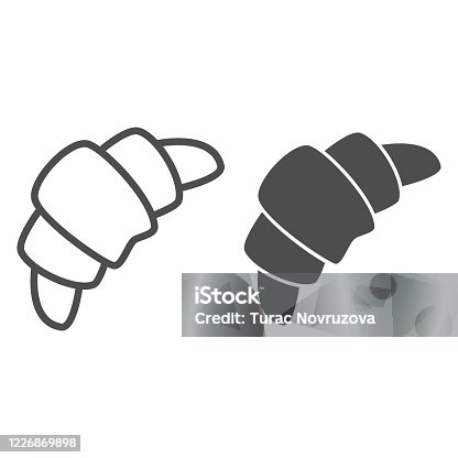 istock Croissant line and solid icon, bakery concept, traditional french snack sign on white background, croissant icon in outline style for mobile concept and web design. Vector graphics. 1226869898