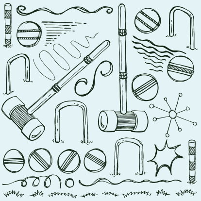 Croquet and Bocce Ball Summer Sports Doodles