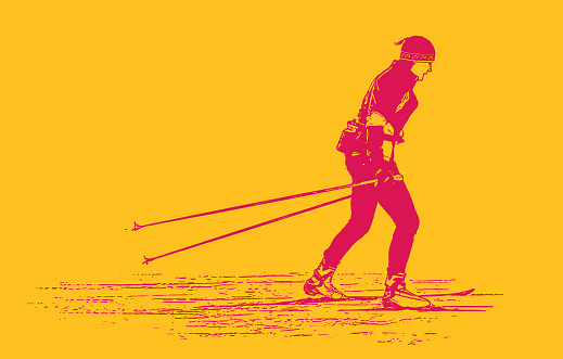 Cross country skier, isolated vector