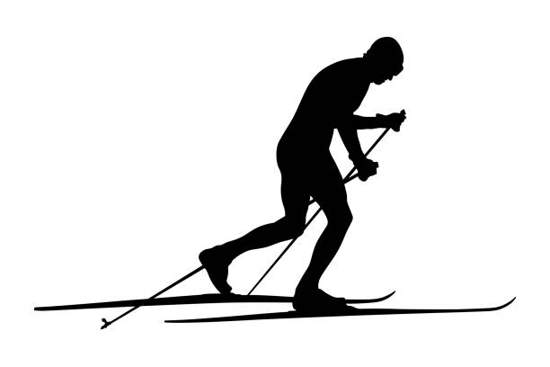 bildbanksillustrationer, clip art samt tecknat material och ikoner med längdskidåkning - cross country skiing