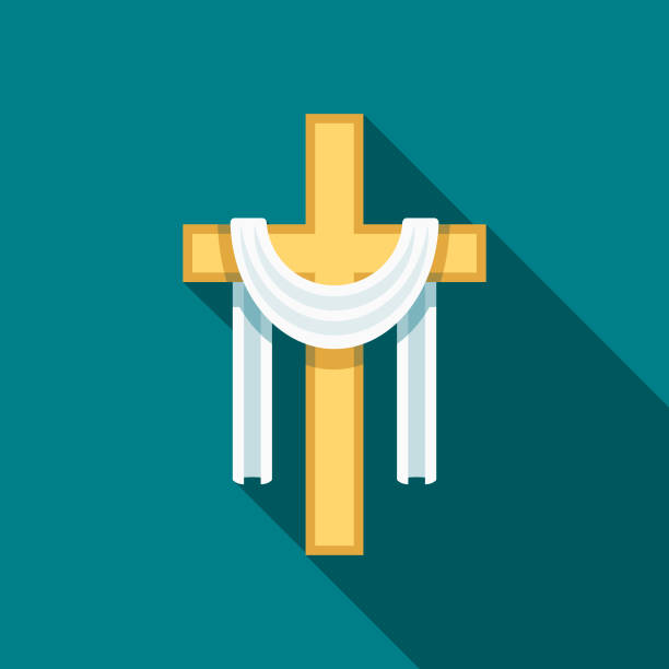 Cross Flat Design Easter Icon with Side Shadow  easter sunday stock illustrations